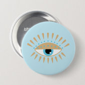 Grieks Evil Eye Blauw Ronde Button 7,6 Cm (Voorkant /achterkant)