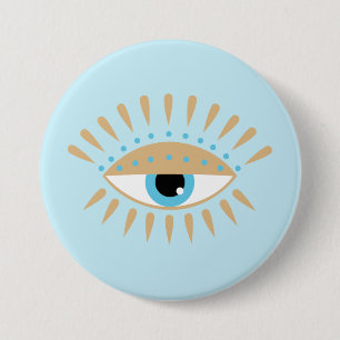 Grieks Evil Eye Blauw Ronde Button 7,6 Cm