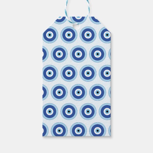 Grieks Evil Eye in Griekse Sleutel Cadeaulabel (Voorkant)