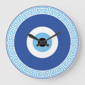 Grieks Evil Eye in Griekse Sleutel Grote Klok (Voorkant)