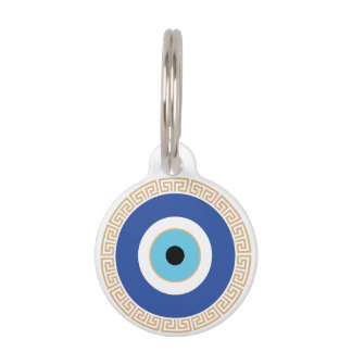 Grieks Evil Eye in Griekse Sleutel Huisdierpenning