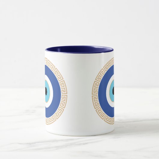 Grieks Evil Eye in Griekse Sleutel Mok (Midden)