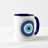 Grieks Evil Eye in Griekse Sleutel Mok (Voorkant rechts)