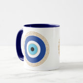 Grieks Evil Eye in Griekse Sleutel Mok (Voorkant links)