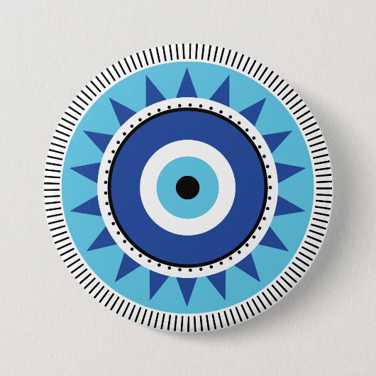 Grieks Evil White Ronde Button 7,6 Cm (Voorkant)
