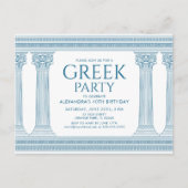 Grieks feest briefkaart uit te nodigen met blauwe  (Voorkant)