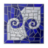 Grieks Gebroken Tegel Mozaïek Art Blauw Glas en Pa Tegeltje (Voorkant)