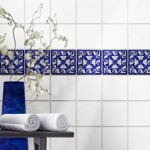 Grieks Gebroken Tegel Mozaïek Art Blauw Glas en Pa Tegeltje