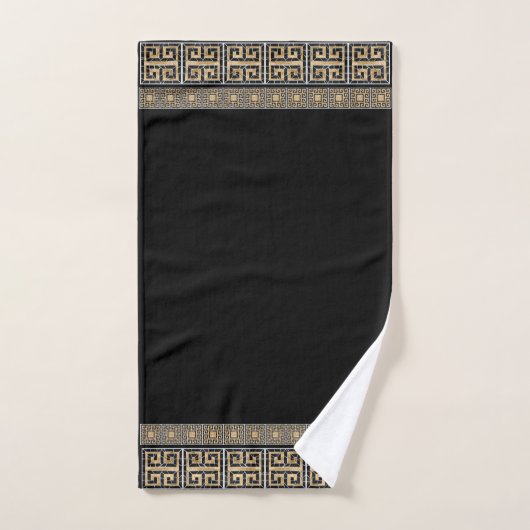 Grieks Gebroken Tegel Mozaïek Zwart en goud Bad Handdoek (Handdoek)