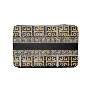 Grieks Gebroken Tegel Mozaïek Zwart en goud Badmat