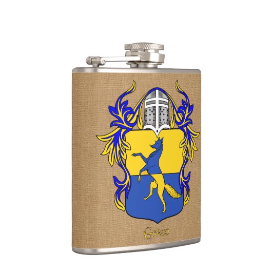 Grieks heraldisch schild met helm en mantel heupfles (Rechts)