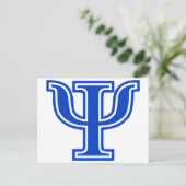Grieks Initiaal voor Psi Blue Monogram Briefkaart (Staand voorkant)
