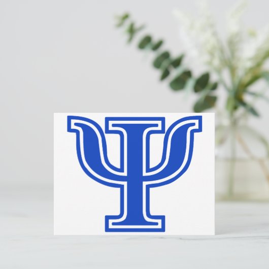 Grieks Initiaal voor Psi Blue Monogram Briefkaart (Staand voorkant)