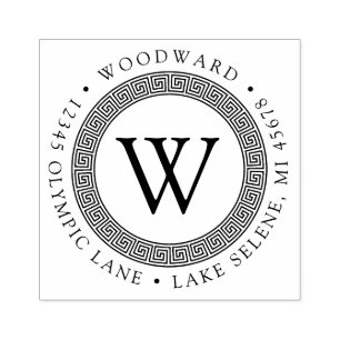 Grieks Kernmonogram Rondretouradres Rubberstempel