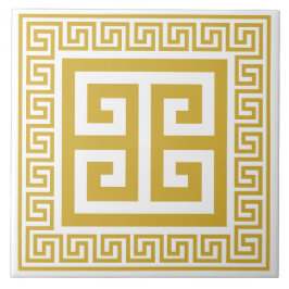 Grieks Key Golden Pattern Keramische Tegel Tegeltje