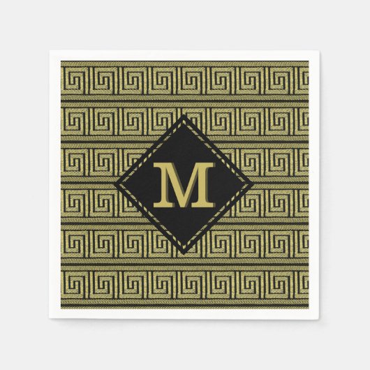 Grieks Key Klassiek ontwerp in goud & zwart Servetten (Voorkant)
