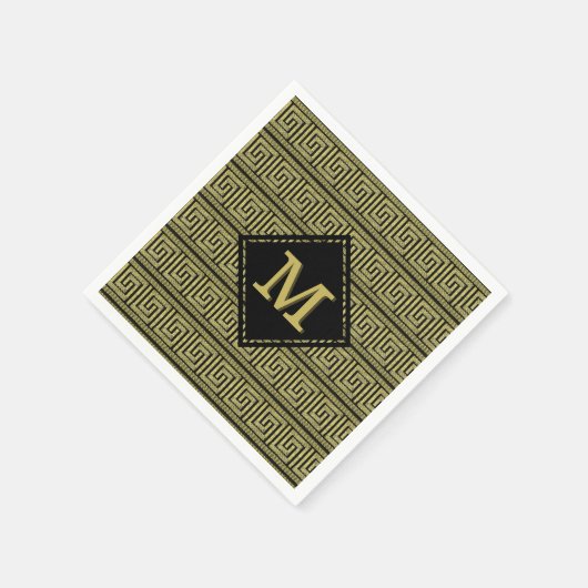 Grieks Key Klassiek ontwerp in goud & zwart Servetten (Hoek)