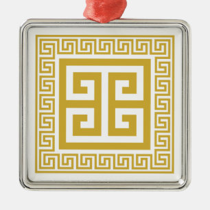 Grieks Key Pattern Golden Design Metal Ornament