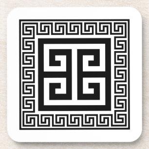 Grieks Key Pattern Zwart Design Onderzetter