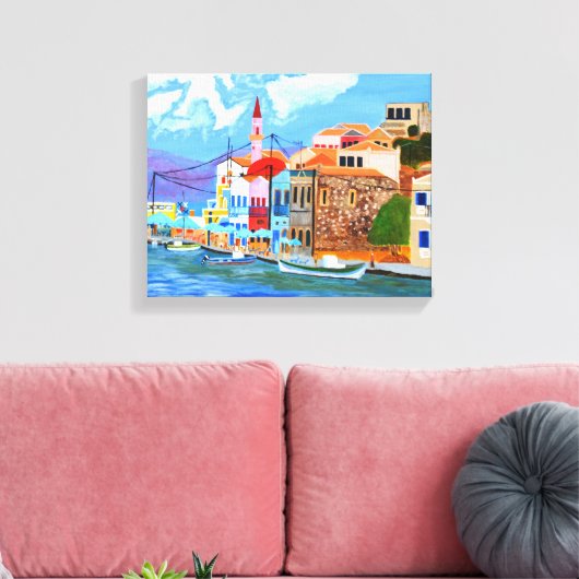 Grieks Kustcanvas Canvas Afdruk (Insitu (Woonkamer))