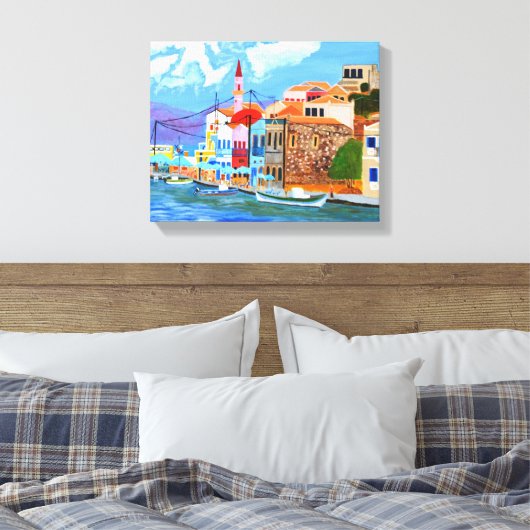 Grieks Kustcanvas Canvas Afdruk (Insitu (Slaapkamer))