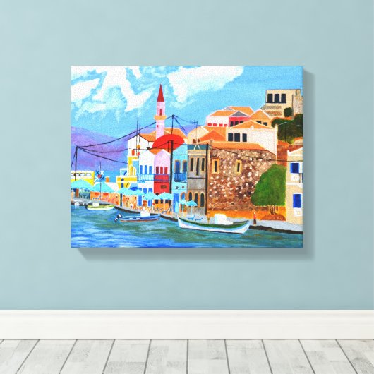 Grieks Kustcanvas Canvas Afdruk (Insitu (Houten vloer))