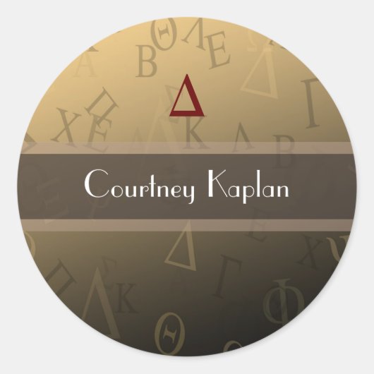 Grieks leven Stickers, Monogram Ronde Sticker (Voorkant)