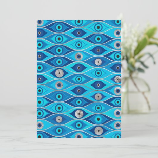 Grieks Mati Mataki - Matiasma Evil Eye Pattern Feestdagenkaart (Staand voorkant)