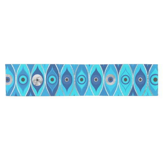 Grieks Mati Mataki - Matiasma Evil Eye Pattern Korte Tafelloper (Horizontaal)