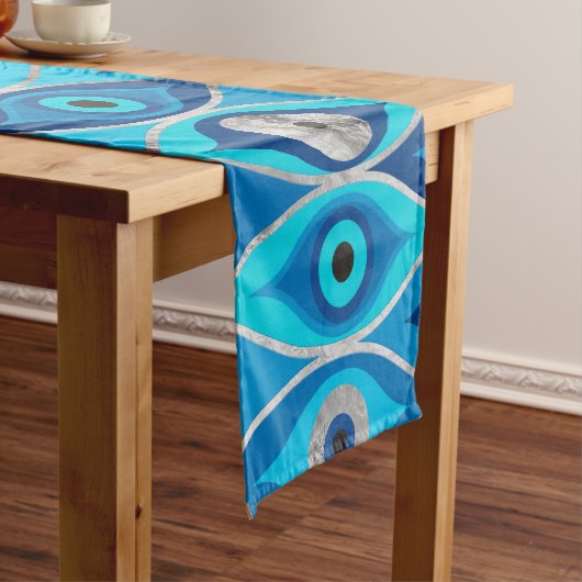 Grieks Mati Mataki - Matiasma Evil Eye Pattern Korte Tafelloper (Voorbeeld)