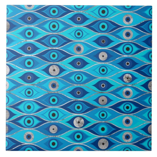 Grieks Mati Mataki - Matiasma Evil Eye Pattern Tegeltje (Voorkant)