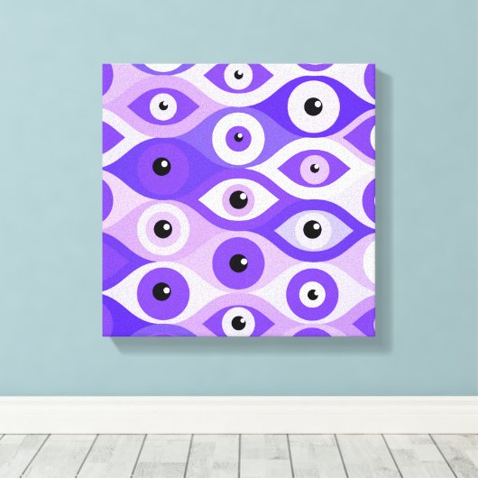 Grieks Mati Mataki - Matiasma Evil Eye purples Canvas Afdruk (Insitu (Houten vloer))