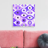 Grieks Mati Mataki - Matiasma Evil Eye purples Canvas Afdruk (Insitu (Woonkamer))