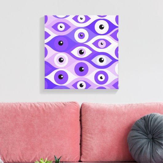 Grieks Mati Mataki - Matiasma Evil Eye purples Canvas Afdruk (Insitu (Woonkamer))