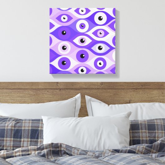 Grieks Mati Mataki - Matiasma Evil Eye purples Canvas Afdruk (Insitu (Slaapkamer))