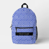 Grieks Meander Key Blue, Jouw naam, Personaliseren Bedrukte Rugzak (Voorkant)