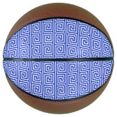 Grieks Meander Key Squares Patroon Blauw Basketbal (Voorkant)