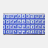 Grieks Meander Key Squares Patroon Blauw Bureaumat (Voorkant)