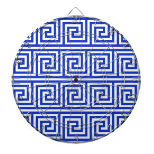 Grieks Meander Key Squares Patroon Blauw Dartbord