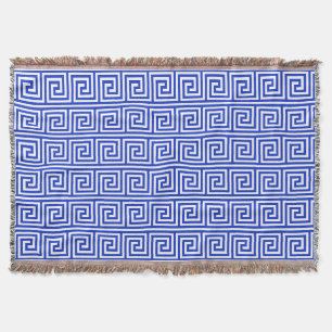 Grieks Meander Key Squares Patroon Blauw Deken