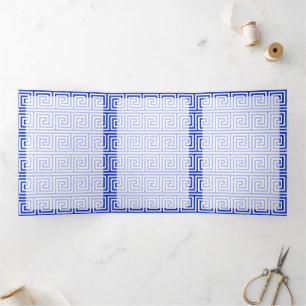 Grieks Meander Key Squares Patroon Blauw Drieluik Kaart