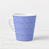 Grieks Meander Key Squares Patroon Blauw Latte Mok (Linkerhoek)