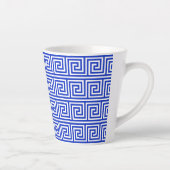 Grieks Meander Key Squares Patroon Blauw Latte Mok (Rechts)