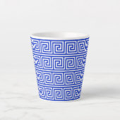 Grieks Meander Key Squares Patroon Blauw Latte Mok (Voorkant)