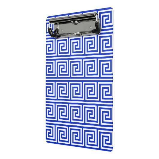 Grieks Meander Key Squares Patroon Blauw Mini Klembord (Angled2)