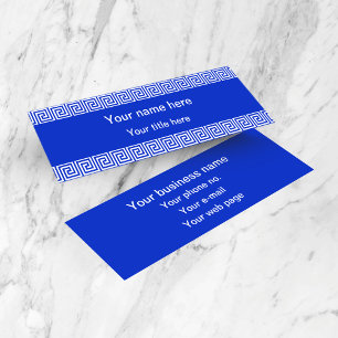 Grieks Meander Key Squares Patroon Blauw Mini Visitekaartje
