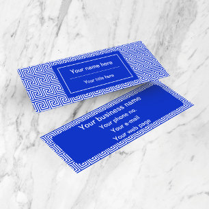 Grieks Meander Key Squares Patroon Blauw Mini Visitekaartje