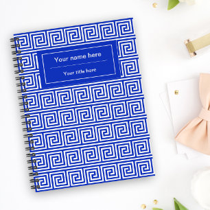 Grieks Meander Key Squares Patroon Blauw Notitieboek