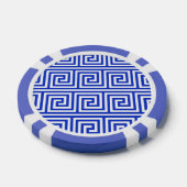 Grieks Meander Key Squares Patroon Blauw Poker Chips (Enkel)