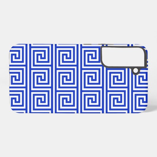 Grieks Meander Key Squares Patroon Blauw Samsung Galaxy Hoesje (Achterkant horizontaal)